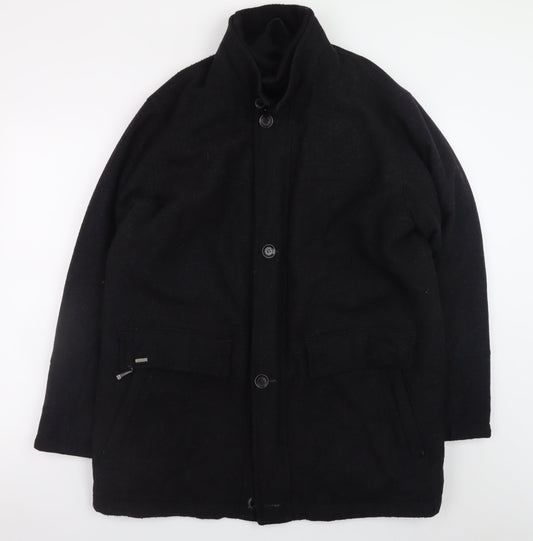 Bugatti Men's Black Wool Cashmere Overcoat 40R Waterproof Classic