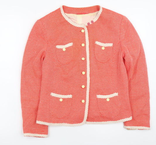 Vintage Women's Pink Tweed Button Blazer Size 12
