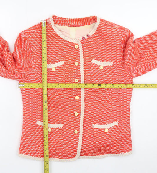 Vintage Women's Pink Tweed Button Blazer Size 12