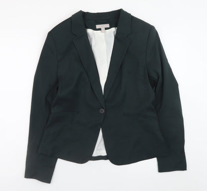 H&M Women Black Blazer UK 14 Classic Single-Breasted Jacket