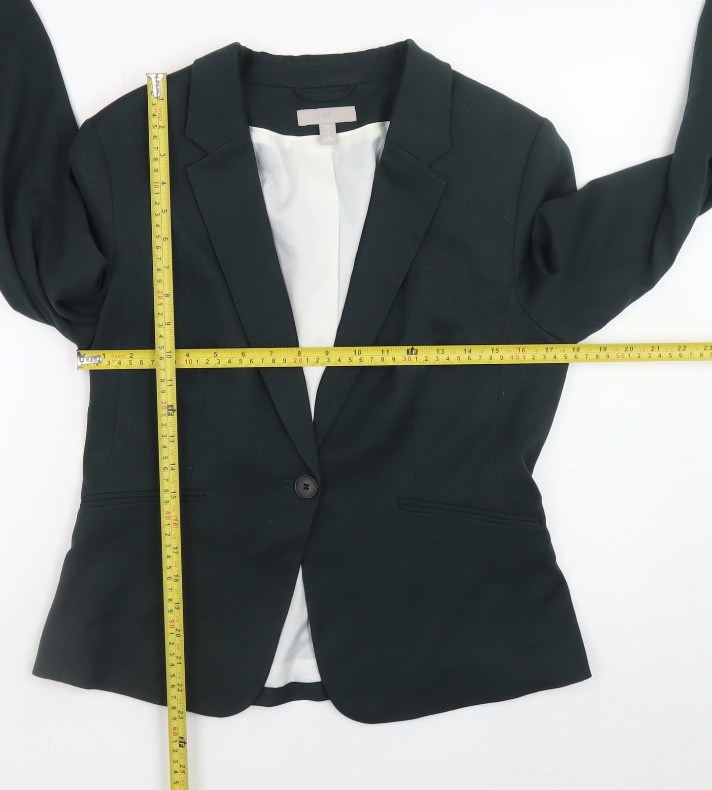 H&M Women Black Blazer UK 14 Classic Single-Breasted Jacket