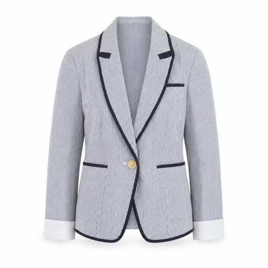 New Look Women's Blue Striped Blazer UK 8 Slim Fit Classic Style