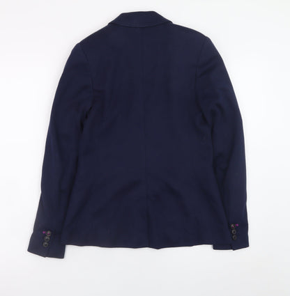 Joules Womens Navy Blue Blazer Size 8 Regular Lined Jacket