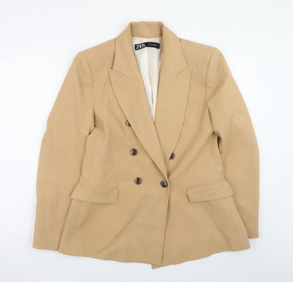 Zara Women’s Beige Blazer Jacket L Classic Mid-Length