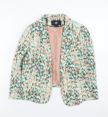 H&M Women's Multicoloured Blazer Size 8 Lightweight Lined Jacket