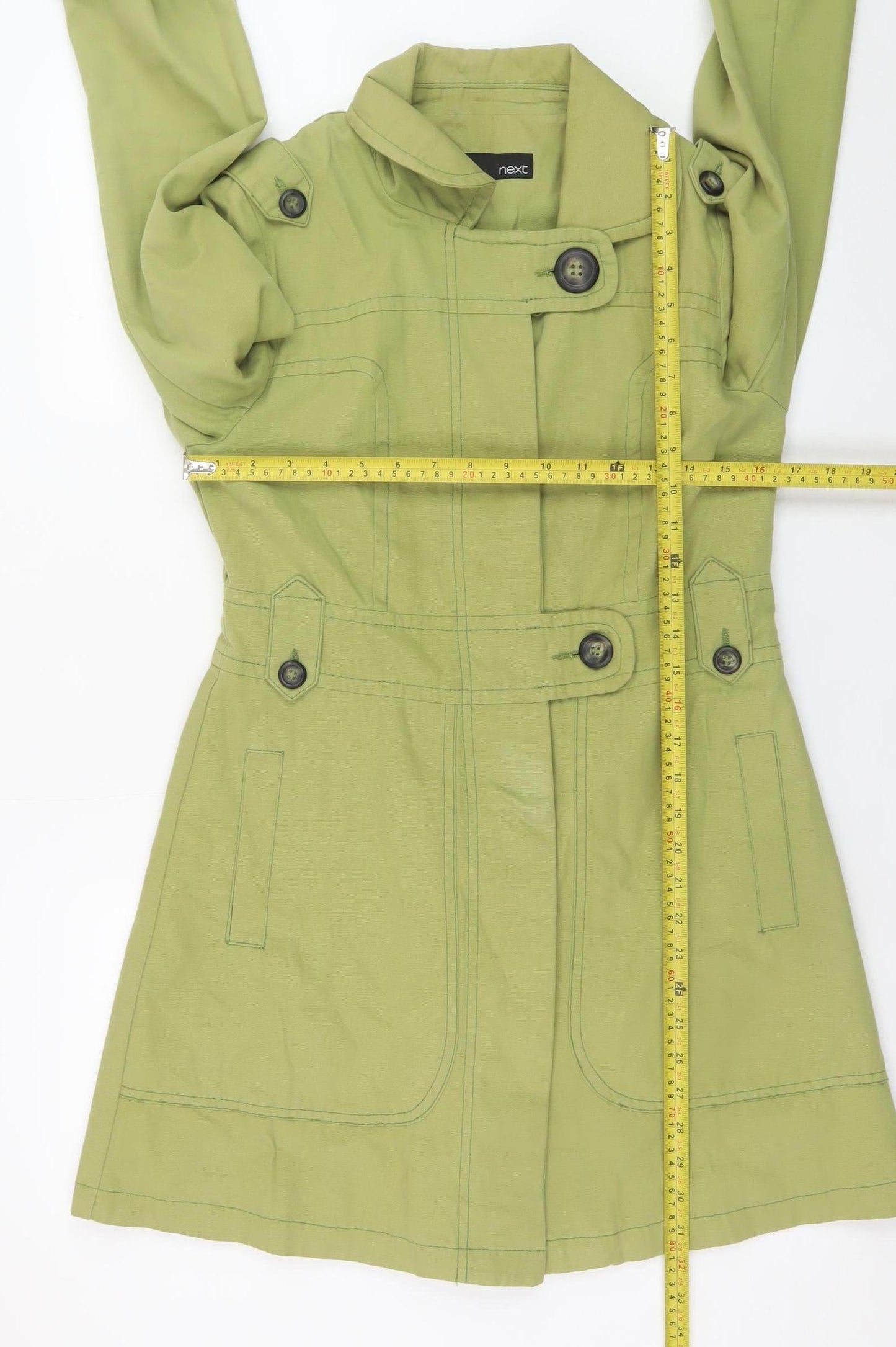 Womens UK Size 10 NEXT Green Trench Coat