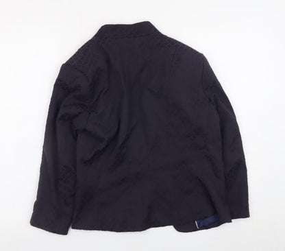 H&M Women Black Cotton Blend Blazer Jacket Size 8