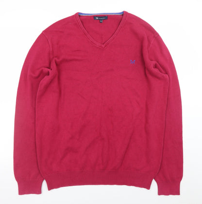Crew Clothing Company Men's Red V-Neck Cotton Cashmere Jumper XL