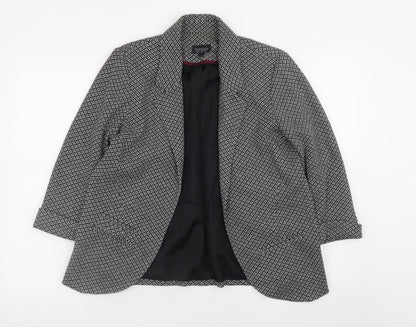 Topshop Women’s Black Geometric Wool Blend Blazer UK 12