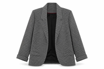 Topshop Women’s Black Geometric Wool Blend Blazer UK 12