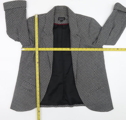 Topshop Women’s Black Geometric Wool Blend Blazer UK 12