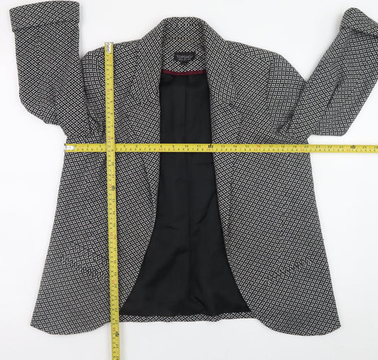 Topshop Women’s Black Geometric Wool Blend Blazer UK 12