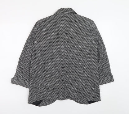 Topshop Women’s Black Geometric Wool Blend Blazer UK 12
