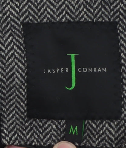 Jasper Conran Men's Grey Herringbone Wool Blend Overcoat M