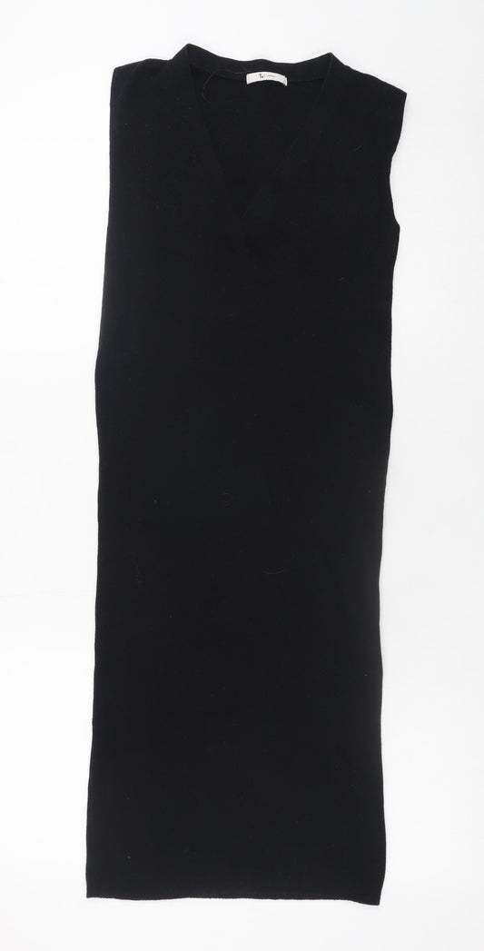 Tu Women’s Black Cotton Bodycon Knit Sleeveless Dress Size 8