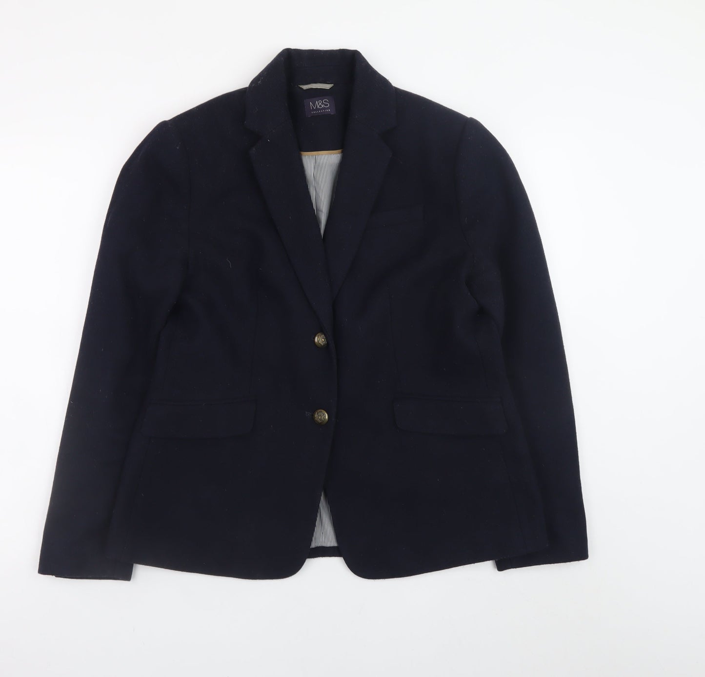 Marks and Spencer Womens Blue Wool Blend Blazer Jacket UK 14