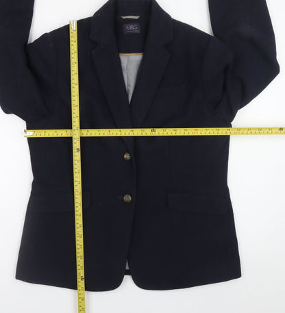Marks and Spencer Womens Blue Wool Blend Blazer Jacket UK 14