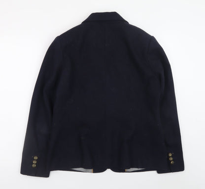 Marks and Spencer Womens Blue Wool Blend Blazer Jacket UK 14