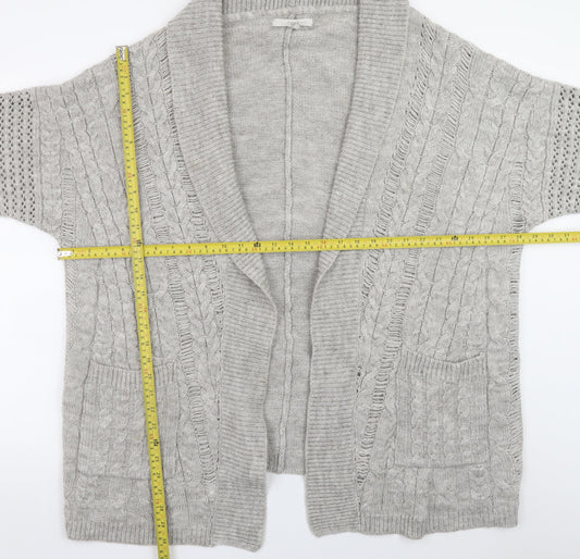Next Women’s Grey Cable Knit Open Front Cardigan L