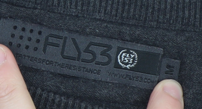 Mens UK Size M FLY53 Black Pullover Jumper