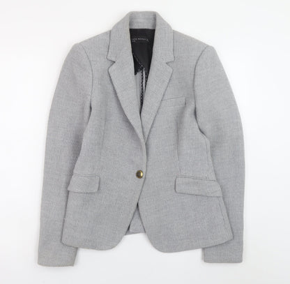 Zara Woman Grey Wool Blend Blazer Jacket Medium UK 12