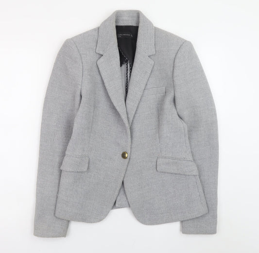 Zara Woman Grey Wool Blend Blazer Jacket Medium UK 12
