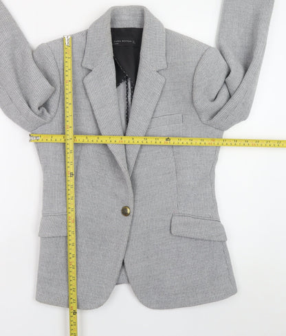Zara Woman Grey Wool Blend Blazer Jacket Medium UK 12