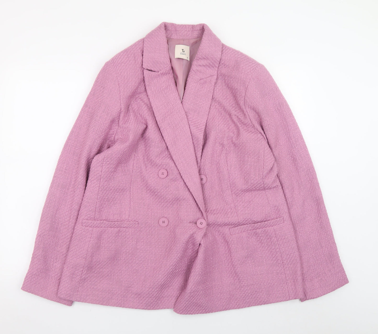 Tu Women’s Pink Double Breasted Blazer Jacket Size 18 Polyester