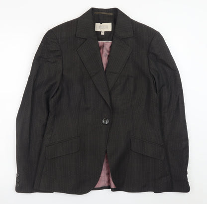 Next Womens Black Wool Blend Pinstripe Blazer Size 12