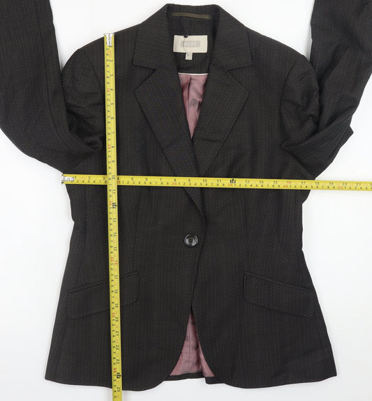 Next Womens Black Wool Blend Pinstripe Blazer Size 12