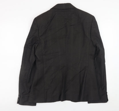 Next Womens Black Wool Blend Pinstripe Blazer Size 12