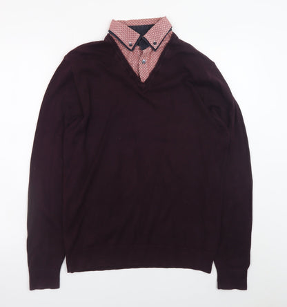 Mens UK Size M NEXT Brown Pullover Jumper