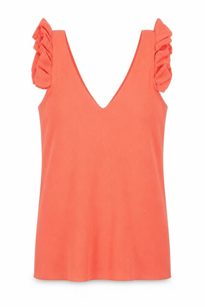Next Women's Orange Ruffle Sleeve V-Neck Knit Tank Top Size 6