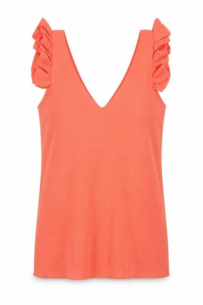 Next Women's Orange Ruffle Sleeve V-Neck Knit Tank Top Size 6