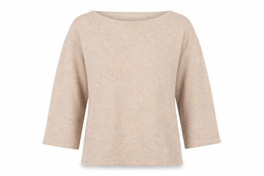 Fransa Womens Beige Wool Blend Boat Neck Pullover Jumper XS