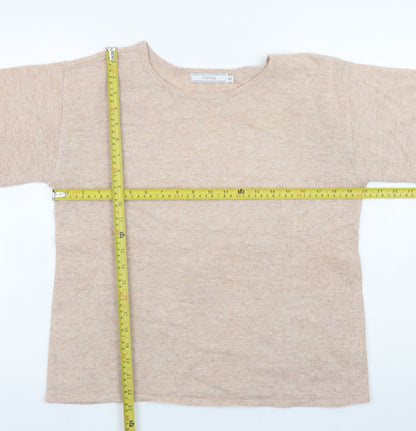 Fransa Womens Beige Wool Blend Boat Neck Pullover Jumper XS