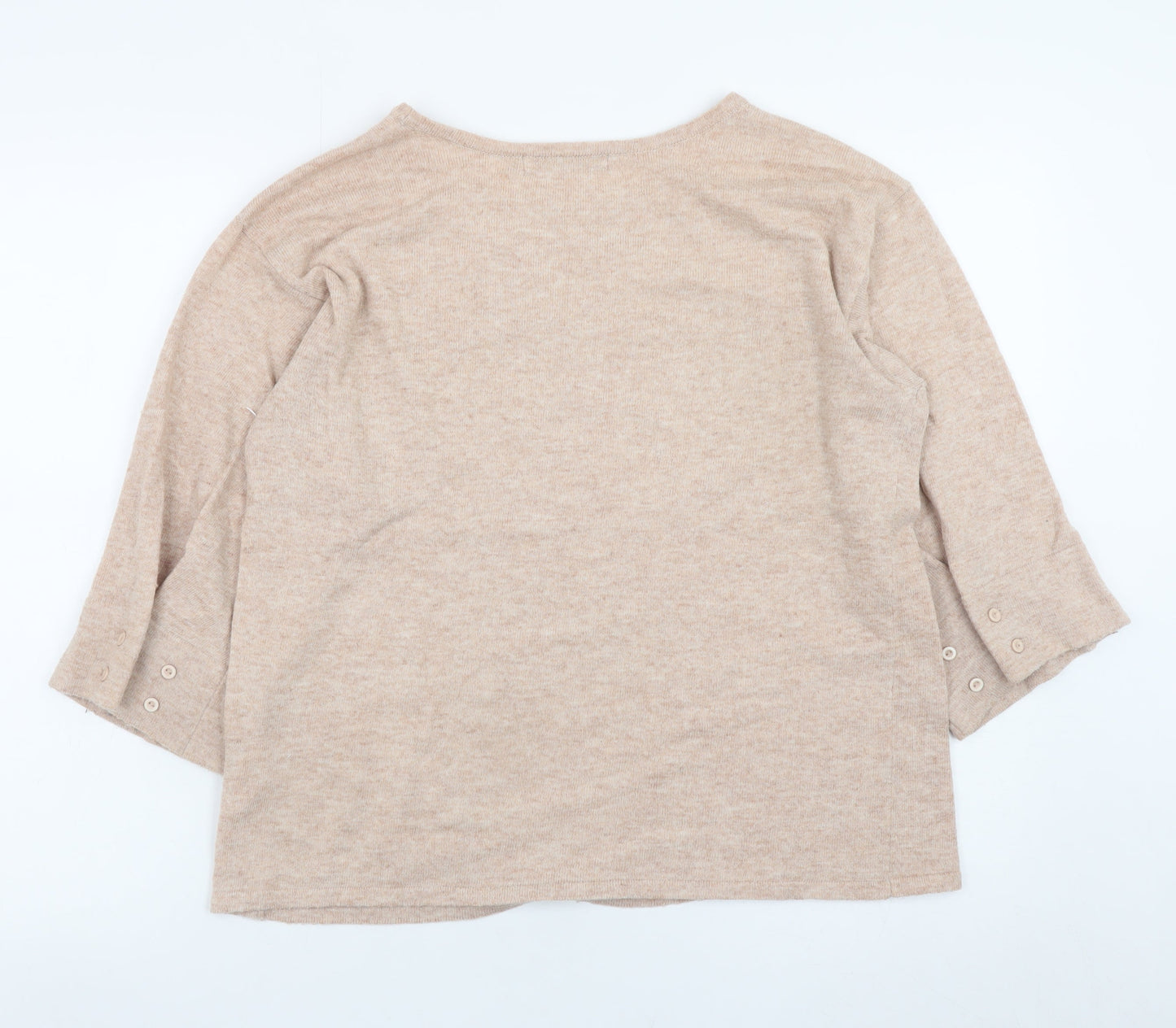 Fransa Womens Beige Wool Blend Boat Neck Pullover Jumper XS