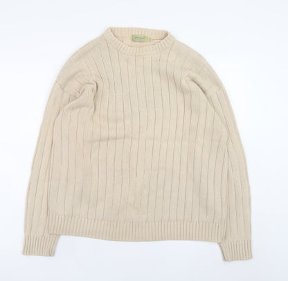 Mens UK Size L Cottonloom Beige Pullover Jumper