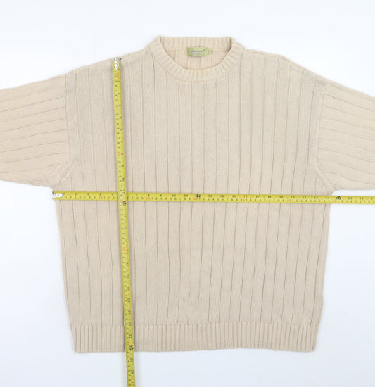 Mens UK Size L Cottonloom Beige Pullover Jumper