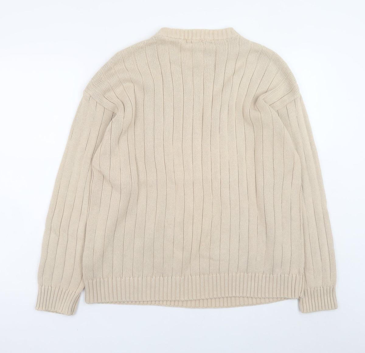 Mens UK Size L Cottonloom Beige Pullover Jumper