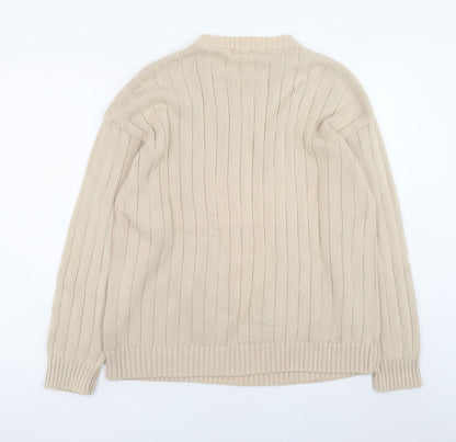 Mens UK Size L Cottonloom Beige Pullover Jumper
