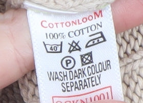 Mens UK Size L Cottonloom Beige Pullover Jumper