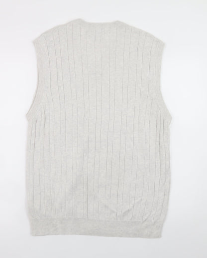Marks and Spencer Men Ivory Cable Knit Cotton Vest L
