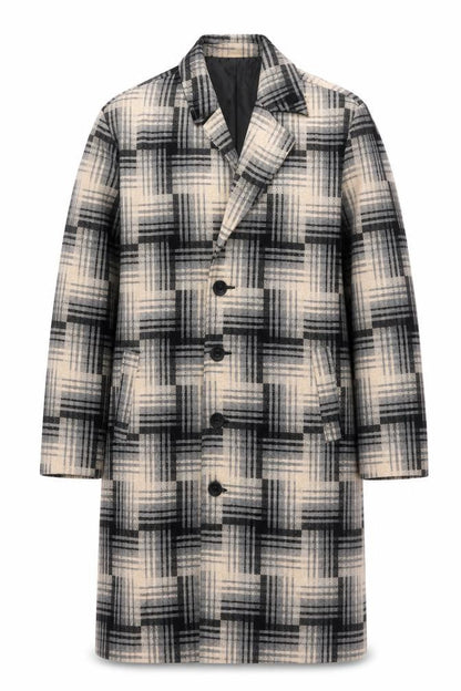 Bolongaro Trevor Women’s Grey Check Wool Blend Long Overcoat M