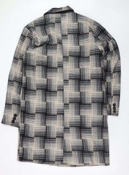 Bolongaro Trevor Women’s Grey Check Wool Blend Long Overcoat M