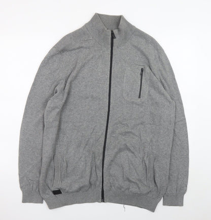 Dissident Men's Grey Full Zip Cotton Jumper XL