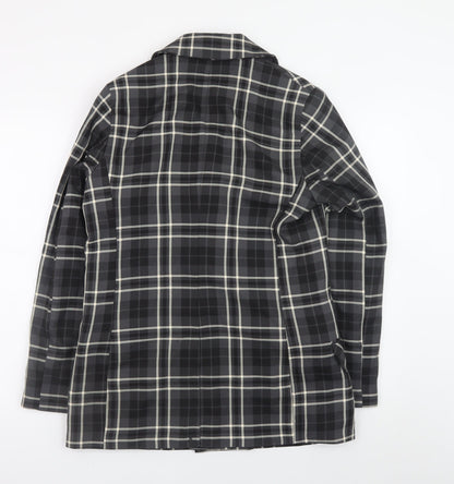 Primark Women's Black Check Blazer Size 12 Classic Lined Workwear Jacket