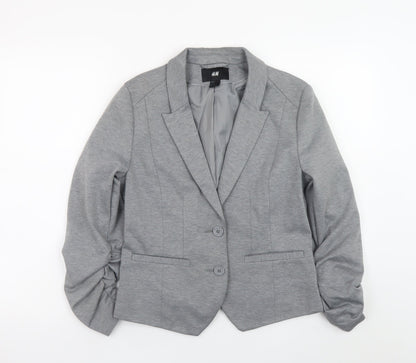 H&M Women’s Grey Blazer Size 14 Regular Fit Lined Jacket