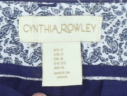 Cynthia Rowley Women’s Blue Embroidered Floral Chino Shorts UK 6