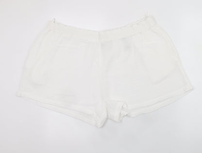 Marks and Spencer Women White Cotton Relaxed Shorts Size 22